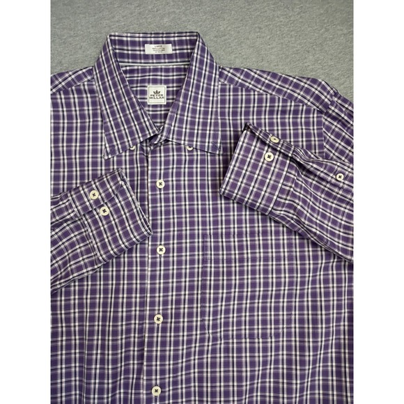 Peter Millar Other - Peter Millar Mens Purple White Plaid Cotton Button Down Shirt Large MF16W37CBL